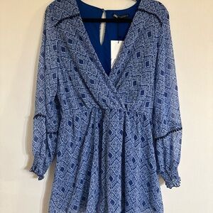 Zara Blue  Print romper SZ M.  NEW